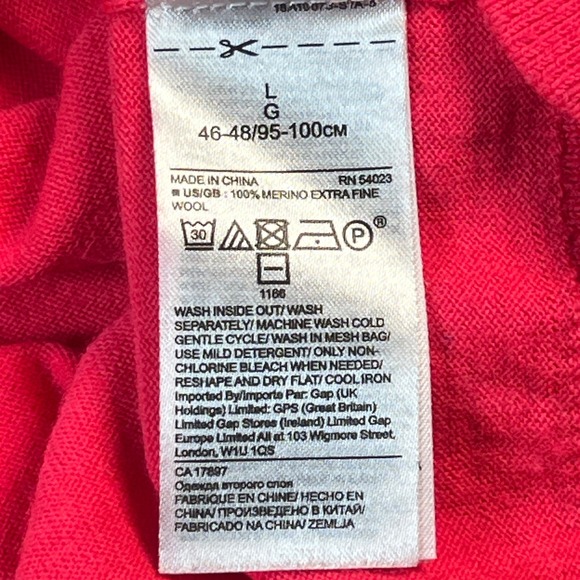 Banana Republic Extra Fine Merino V Neck Sweater Bright Pink Size L - Picture 10 of 11